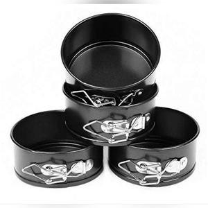 4pcs Mini Springform Pan Small Nonstick Cheesecake Pizza Quiches 4" Leakproof